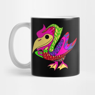 bird seagull in ecopop aztec pattern wallpaper line art in colors Mug